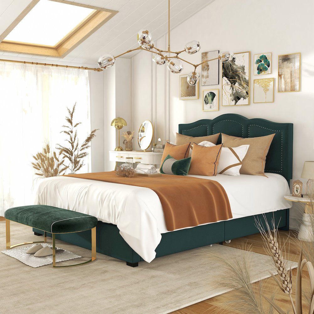 Alameda Fabric Upholstered Bed with Drawers. Picture 4