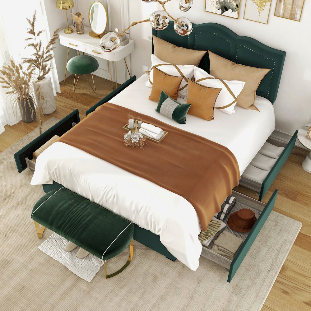 Alameda Fabric Upholstered Bed with Drawers. Picture 5