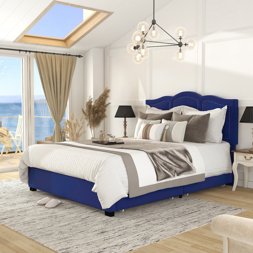 Alameda Fabric Upholstered Bed with Drawers. Picture 5