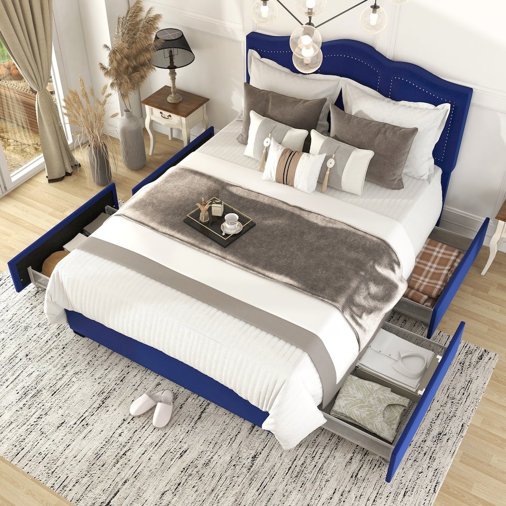 Alameda Fabric Upholstered Bed with Drawers. Picture 4