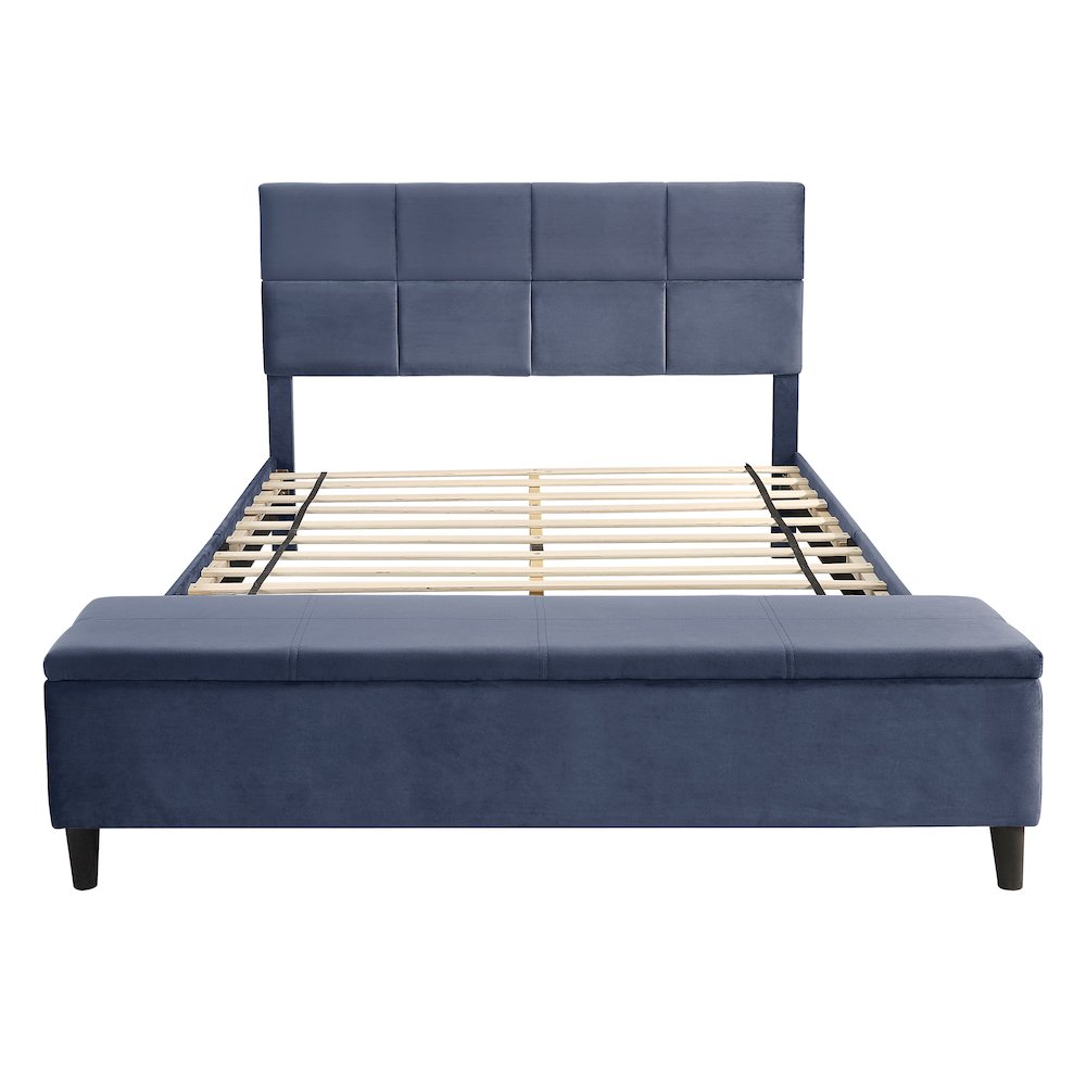 Aishlin Fabric Upholstered Platform Bed with Storage Bench. Picture 2