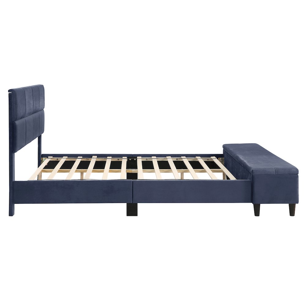 Aishlin Fabric Upholstered Platform Bed with Storage Bench. Picture 3
