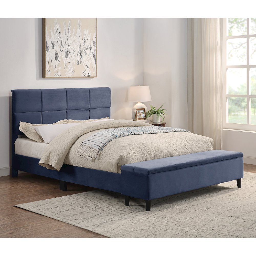 Aishlin Fabric Upholstered Platform Bed with Storage Bench. Picture 4