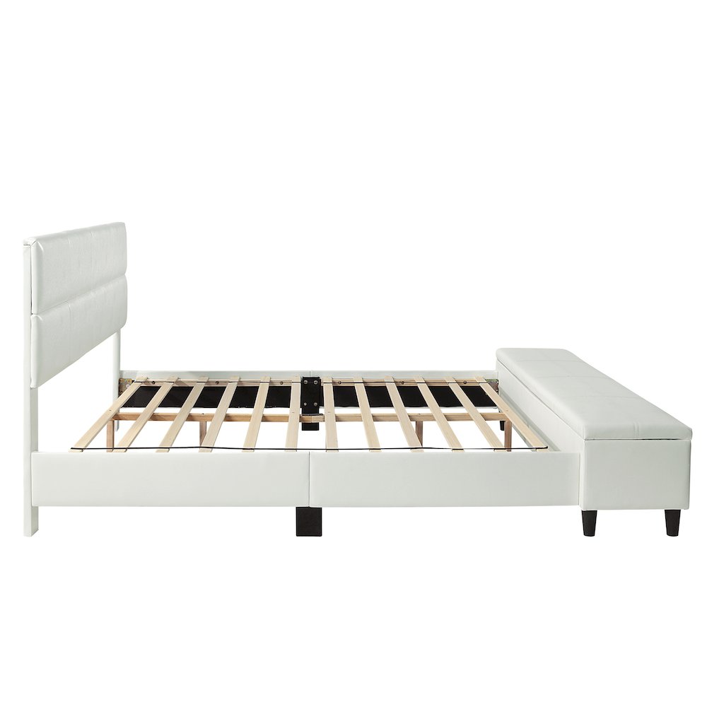 Aishlin Fabric Upholstered Platform Bed with Storage Bench. Picture 3