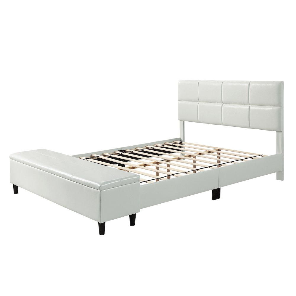 Aishlin Fabric Upholstered Platform Bed with Storage Bench. Picture 1
