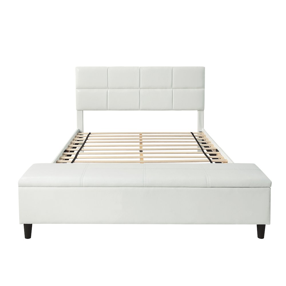 Aishlin Fabric Upholstered Platform Bed with Storage Bench. Picture 2