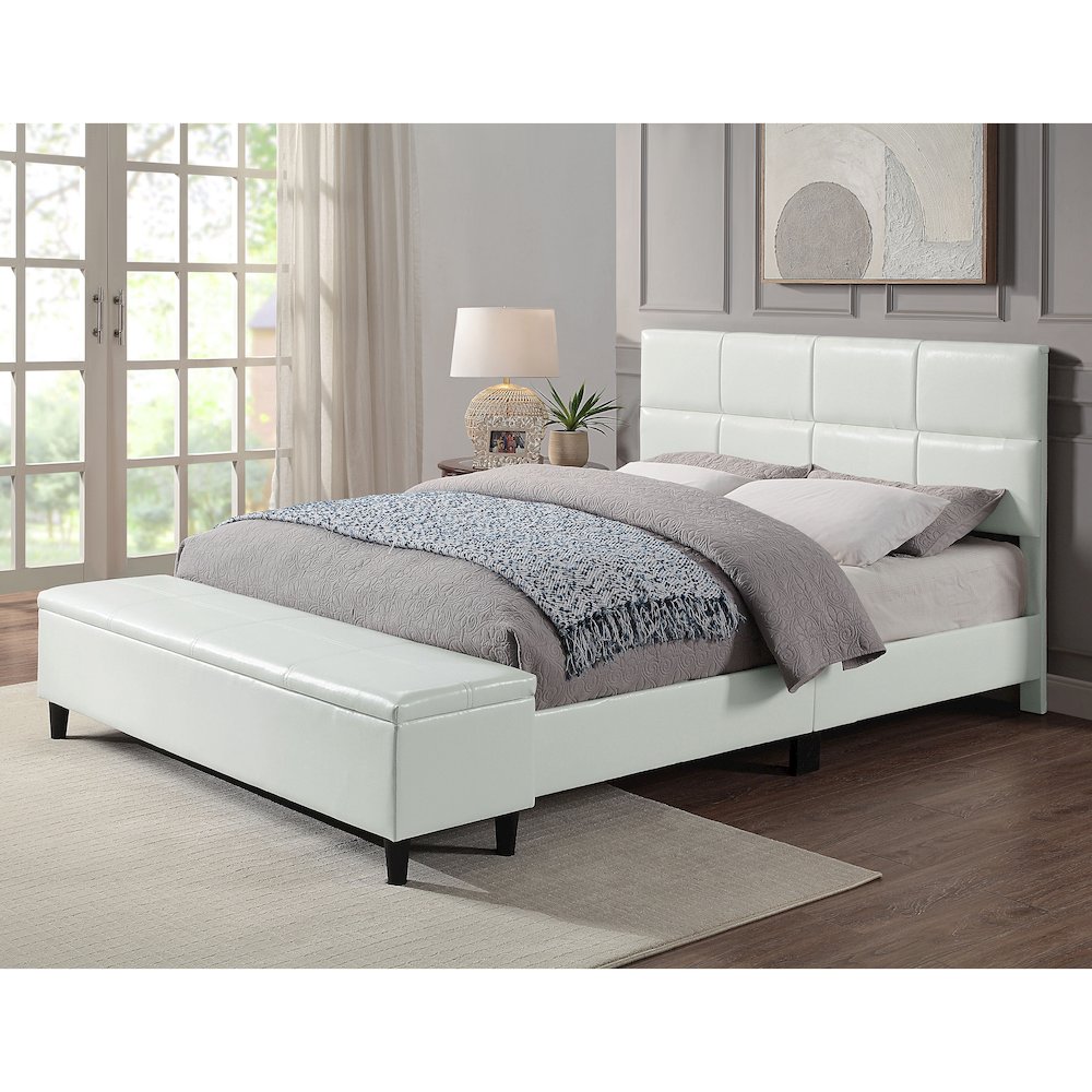 Aishlin Fabric Upholstered Platform Bed with Storage Bench. Picture 4