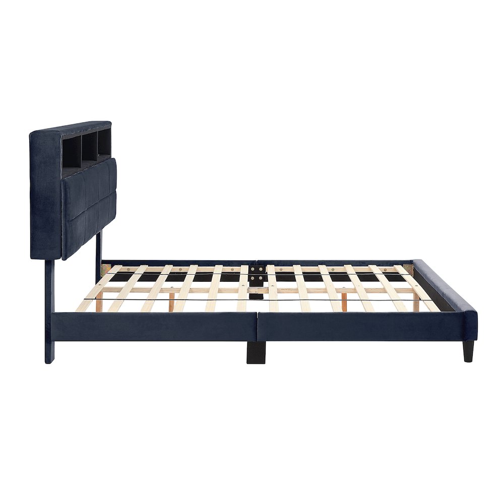 Alto Contemporary Fabric Storage Bed with USB in Gray. Picture 2