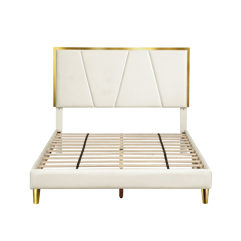 Harper Fabric Upholstered Bed in Beige. Picture 2