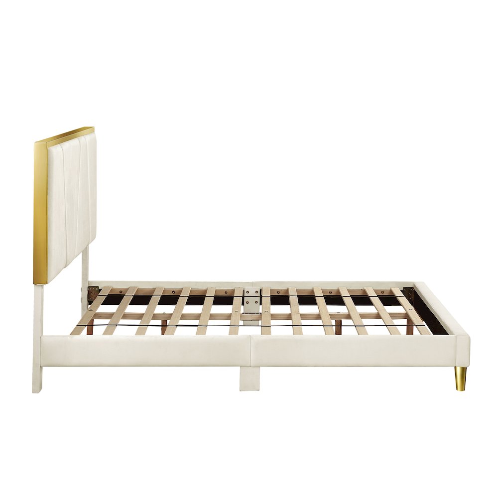 Harper Fabric Upholstered Bed in Beige. Picture 3