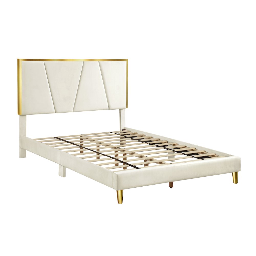 Harper Fabric Upholstered Bed in Beige. Picture 1