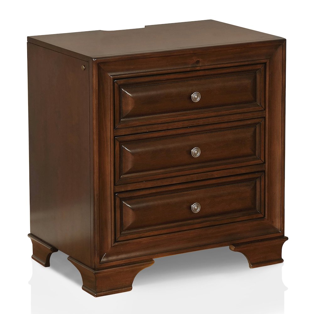 Bradford Solid Wood 3-Drawer Nightstand in Brown Cherry. Picture 1