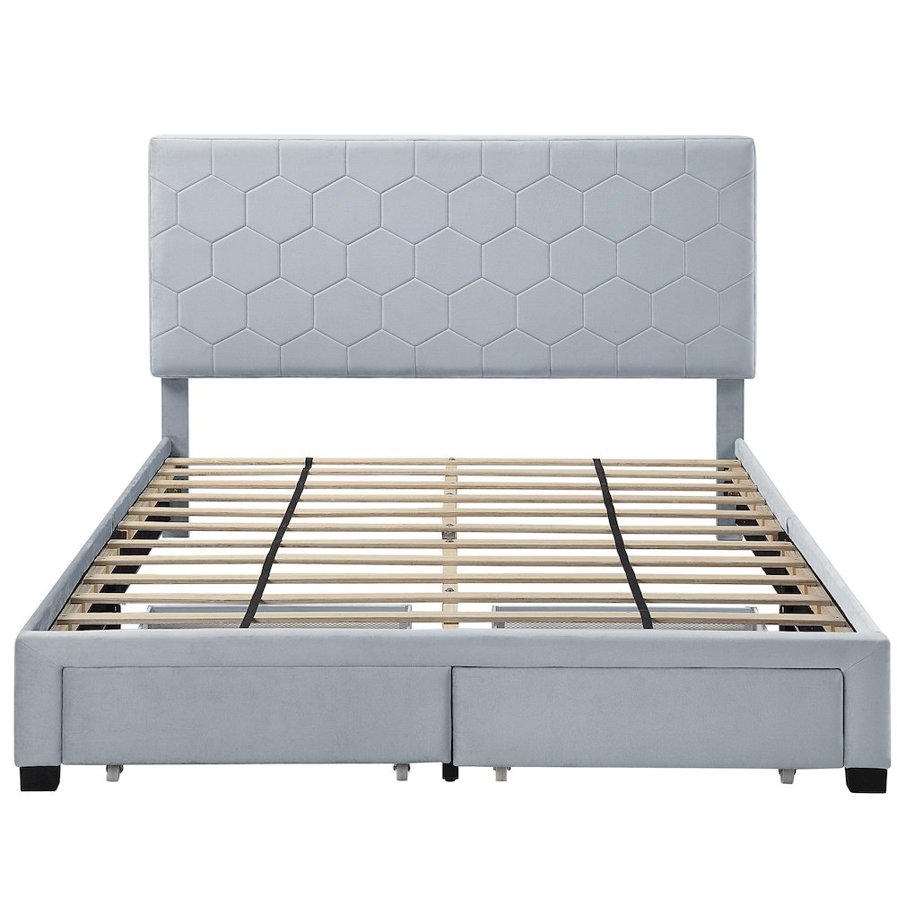 Harper Fabric Bed with 2-Drawer in Light Gray. Picture 2