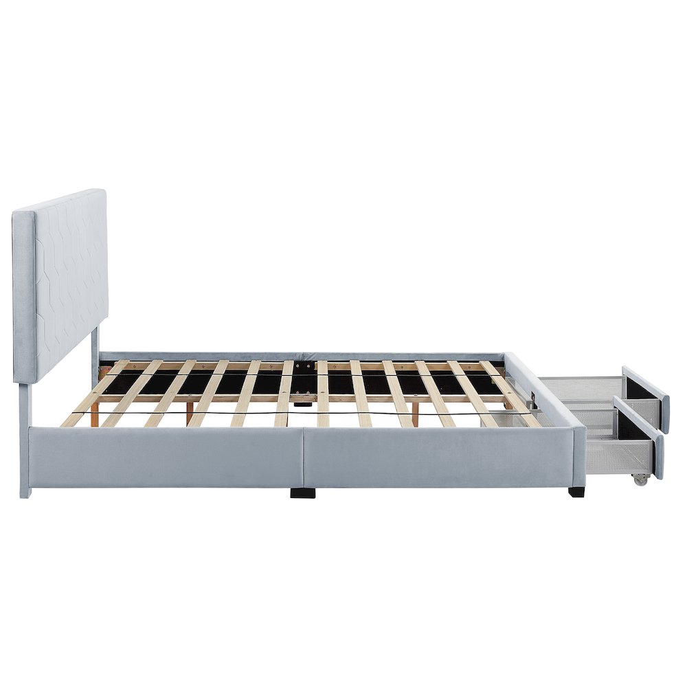 Harper Fabric Bed with 2-Drawer in Light Gray. Picture 3