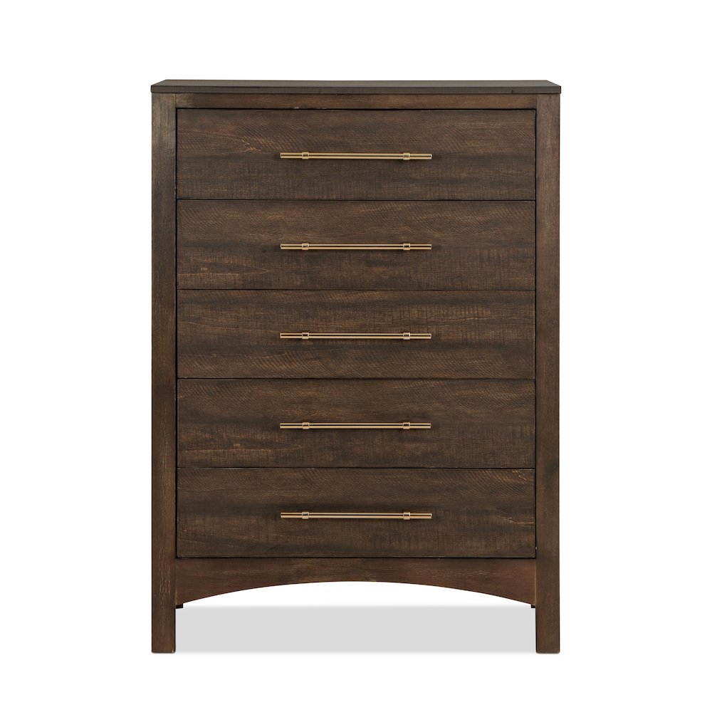 Irvine Contemporary Wood 5-Drawer Chest in Walnut. Picture 2