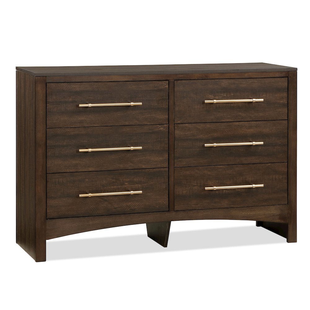 Irvine Contemporary Wood 6-Drawer Dresser in Walnut. Picture 2