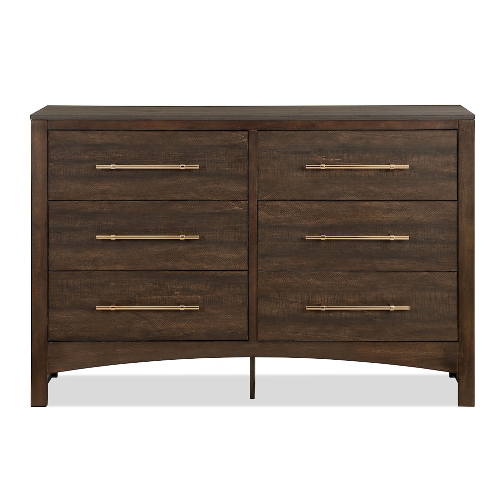 Irvine Contemporary Wood 6-Drawer Dresser in Walnut. Picture 3