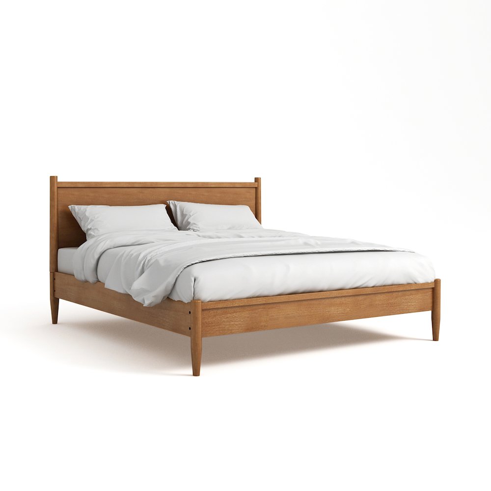 Belkor Solid Wood Queen Platform Bed in Oak. Picture 1