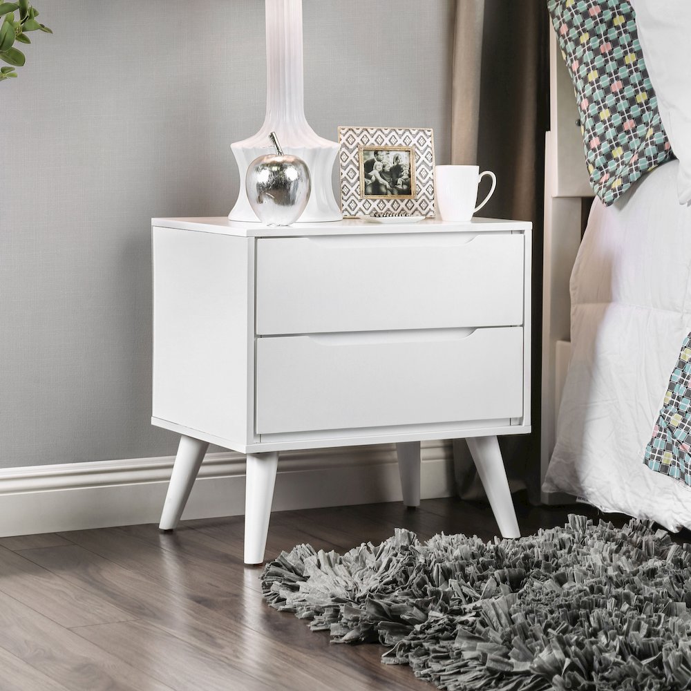 Belkor Mid-Century Modern Wood 2-Drawer Nightstand. Picture 3