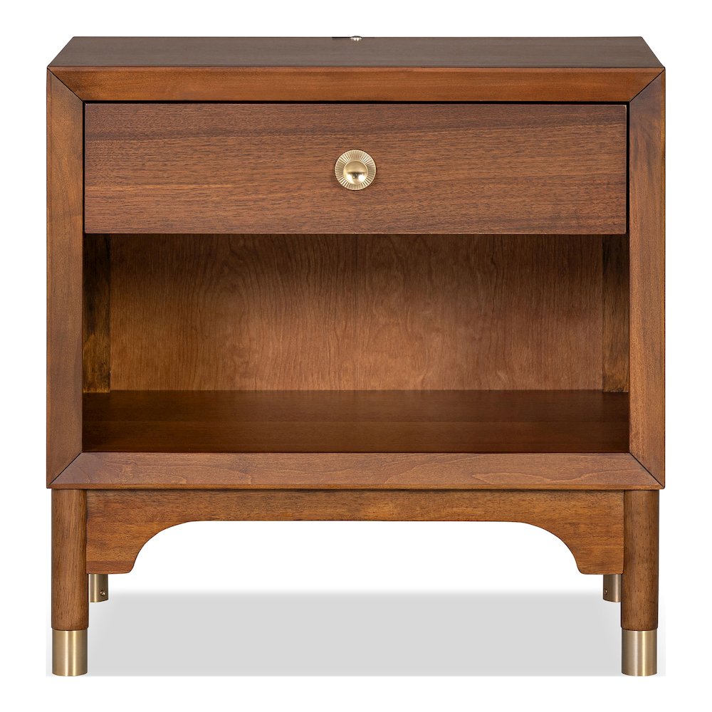 Oberlander Walnut Nightstand with LED and USBs (Set of 2). Picture 2