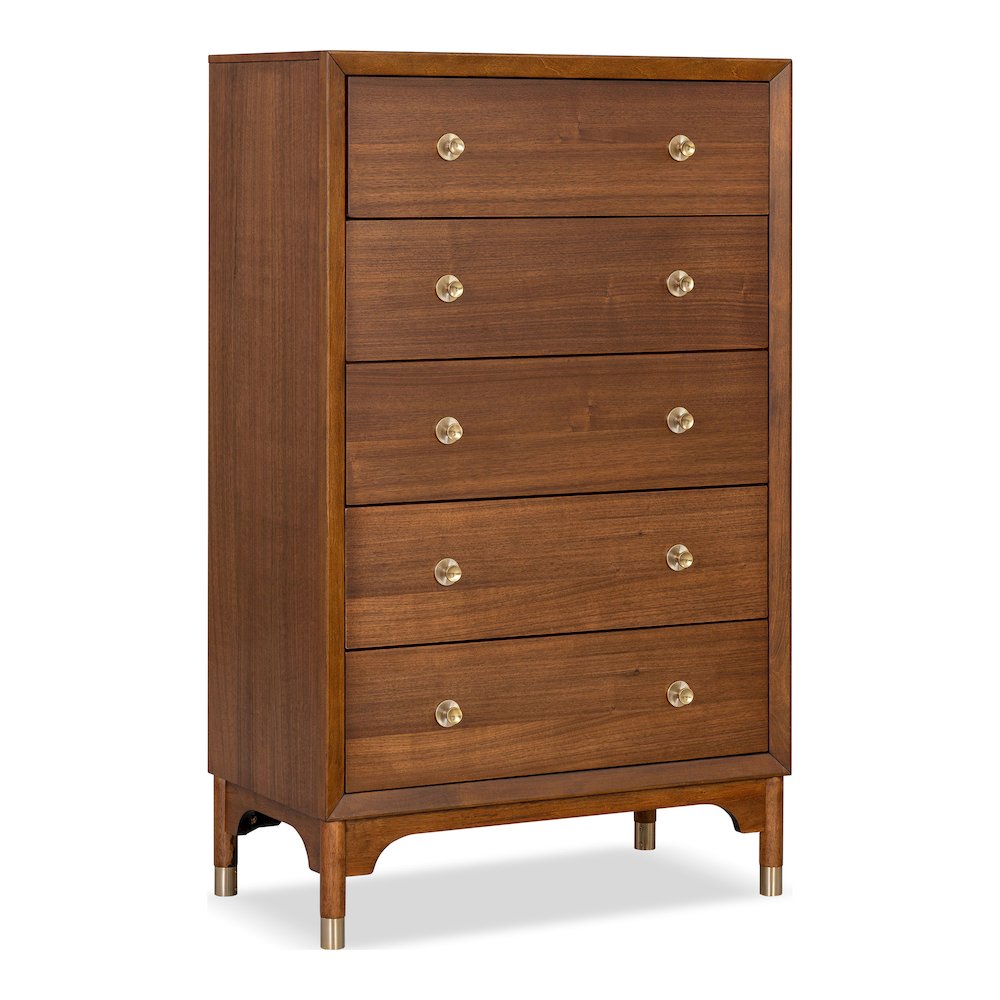 Oberlander Wood 5-Drawer Chest in Walnut. Picture 3