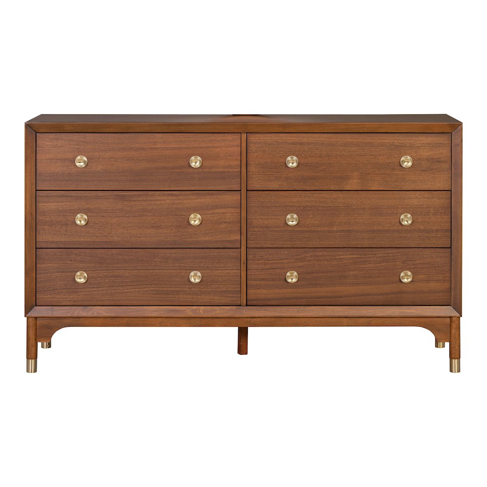 Oberlander Wood 6-Drawer Dresser in Walnut. Picture 2