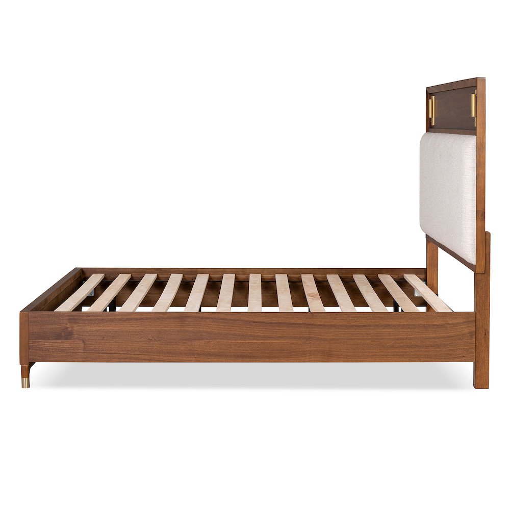 Oberlander Walnut Platform Bed with LED Boucle Headboard. Picture 3