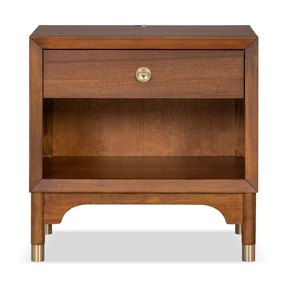 Oberlander Walnut Nightstand with LED and USB Ports. Picture 1