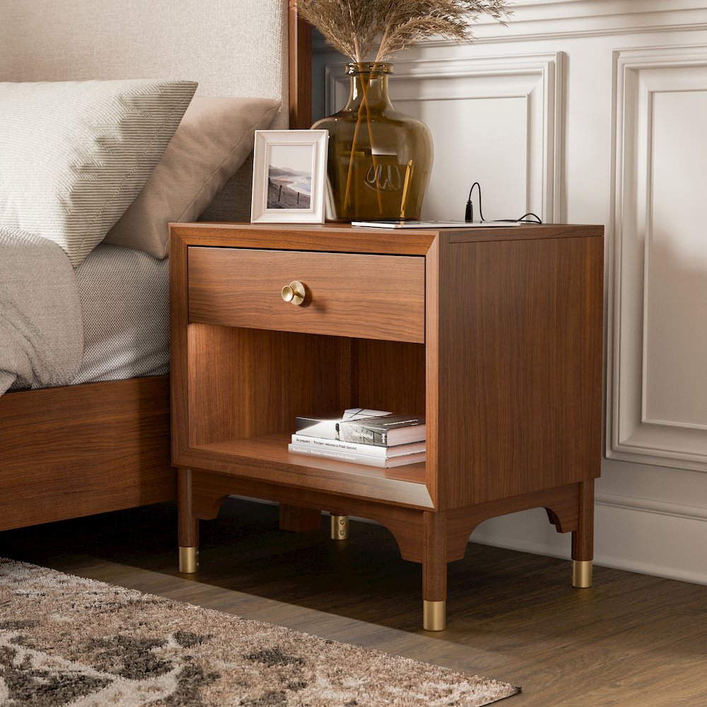 Oberlander Walnut Nightstand with LED and USB Ports. Picture 4