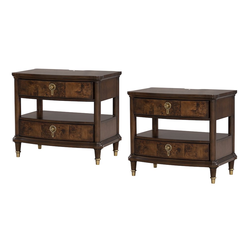 Moscote Dark Cherry Nightstand with LED and USBs (Set of 2). Picture 1