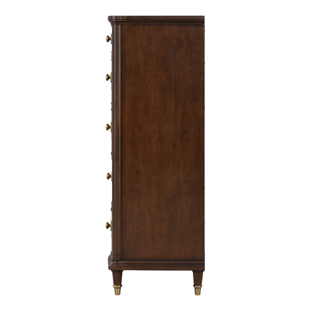Moscote Dark Cherry Solid Wood 5-Drawer Chest. Picture 2