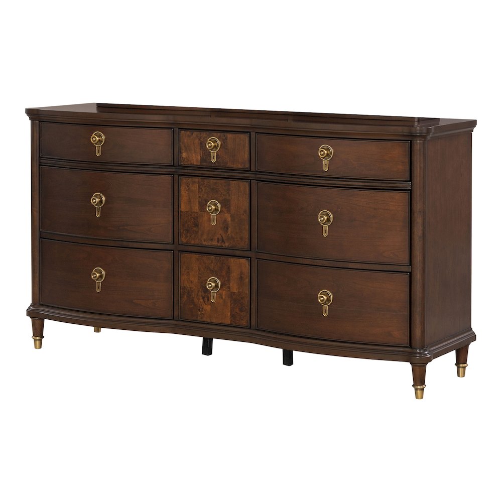 Moscote Dark Cherry Solid Wood 9-Drawer Dresser. Picture 1