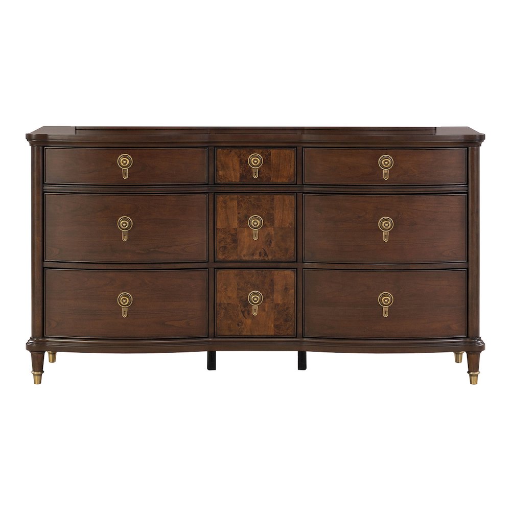 Moscote Dark Cherry Solid Wood 9-Drawer Dresser. Picture 2