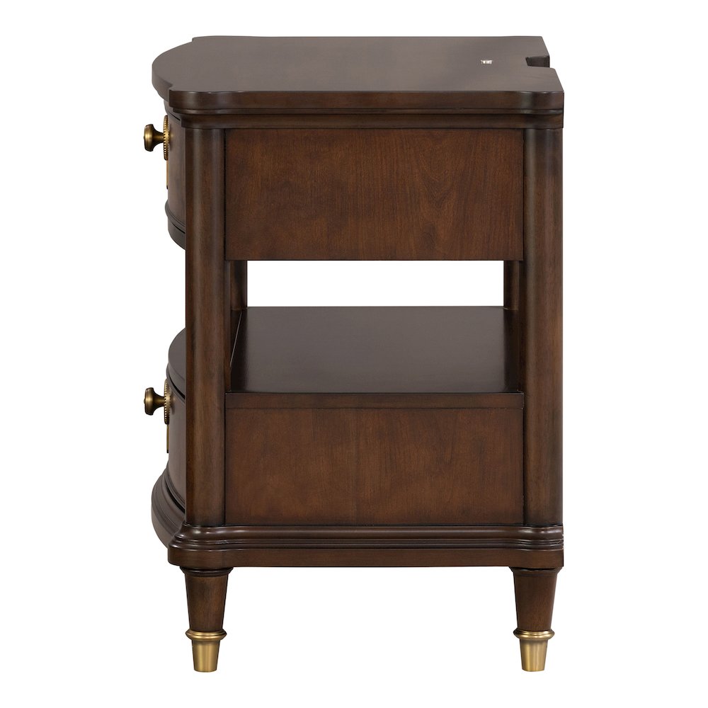 Moscote Dark Cherry Nightstand with LED and USB Ports. Picture 2