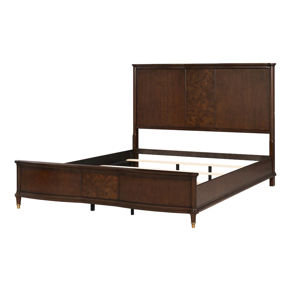 Moscote Dark Cherry Solid Wood Panel Bed with Reading LED. Picture 1