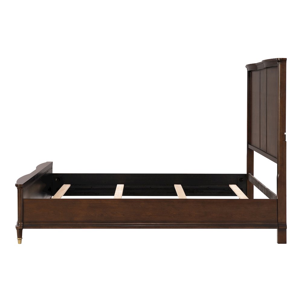 Moscote Dark Cherry Solid Wood Panel Bed with Reading LED. Picture 2