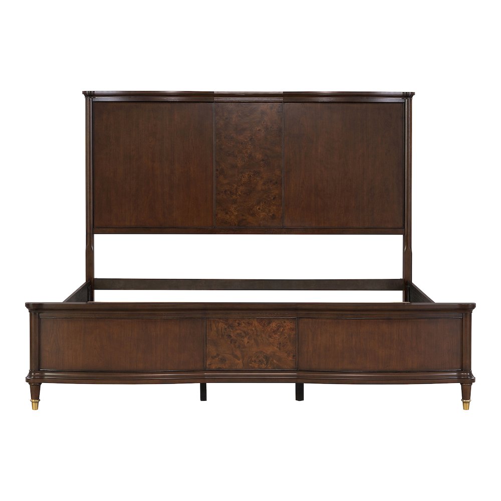 Moscote Dark Cherry Solid Wood Panel Bed with Reading LED. Picture 3