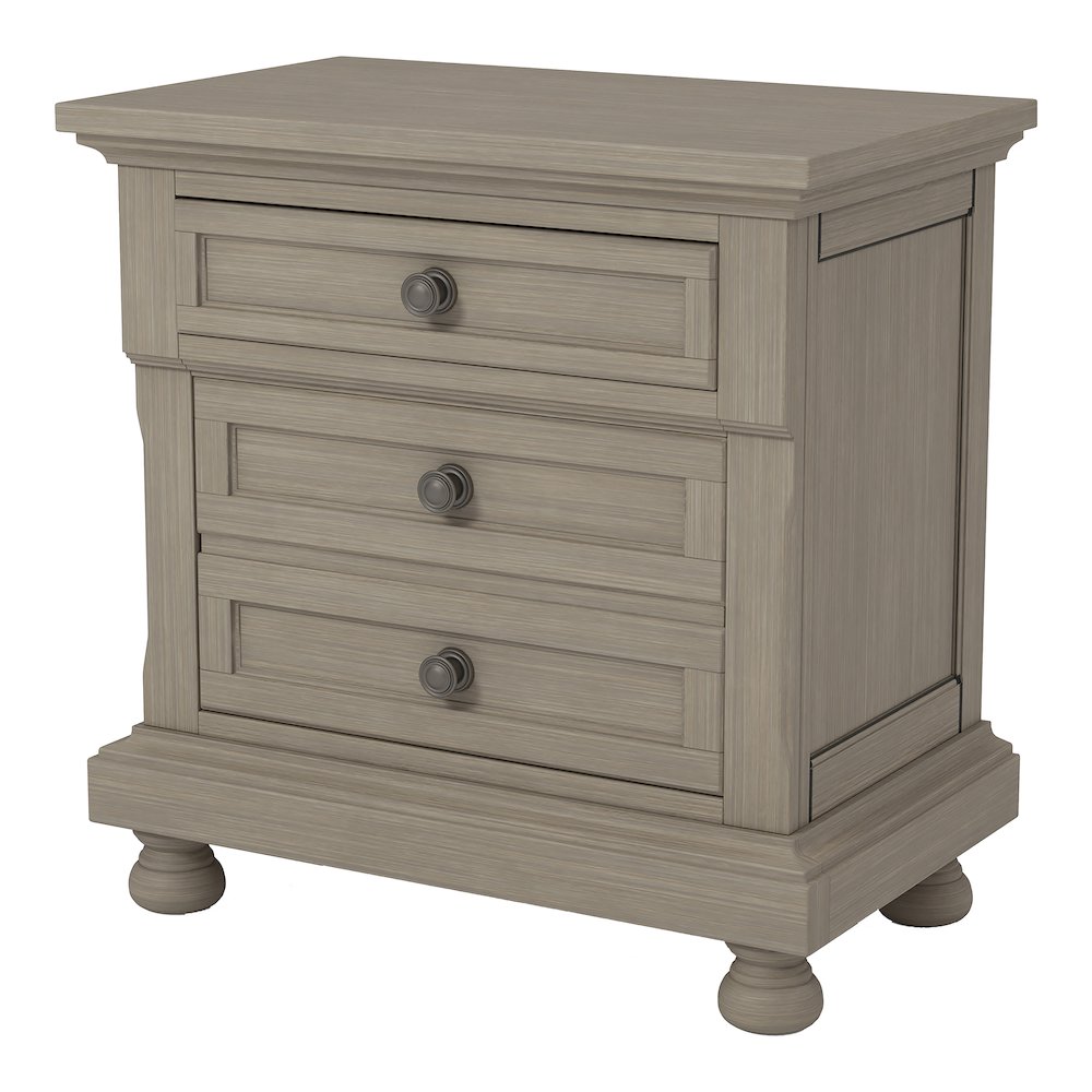 Dery Rustic Wood Nightstand with USB Outlet, Grey. Picture 1