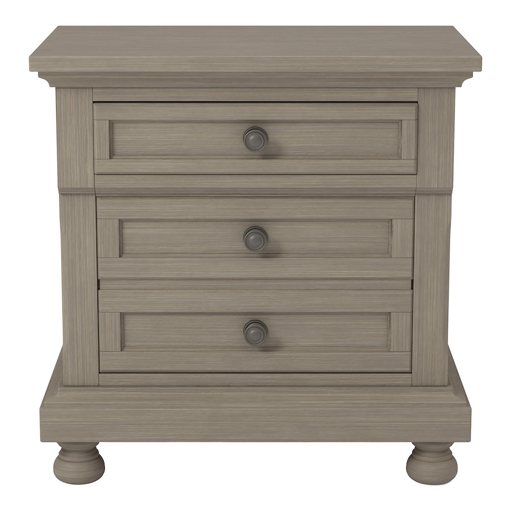 Dery Rustic Wood Nightstand with USB Outlet, Grey. Picture 2