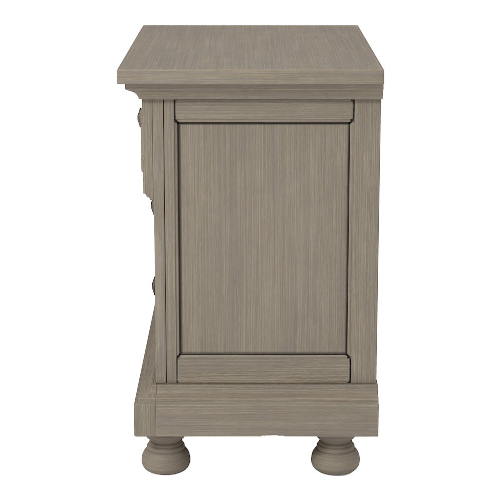 Dery Rustic Wood Nightstand with USB Outlet, Grey. Picture 3
