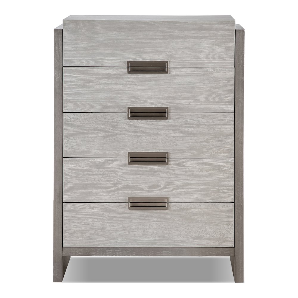 Yasgard 5-Drawer Solid Wood Chest in Gray. Picture 1