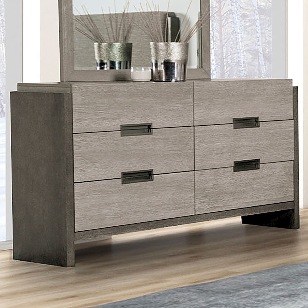 Yasgard 6-Drawer Solid Wood Dresser in Gray. Picture 4