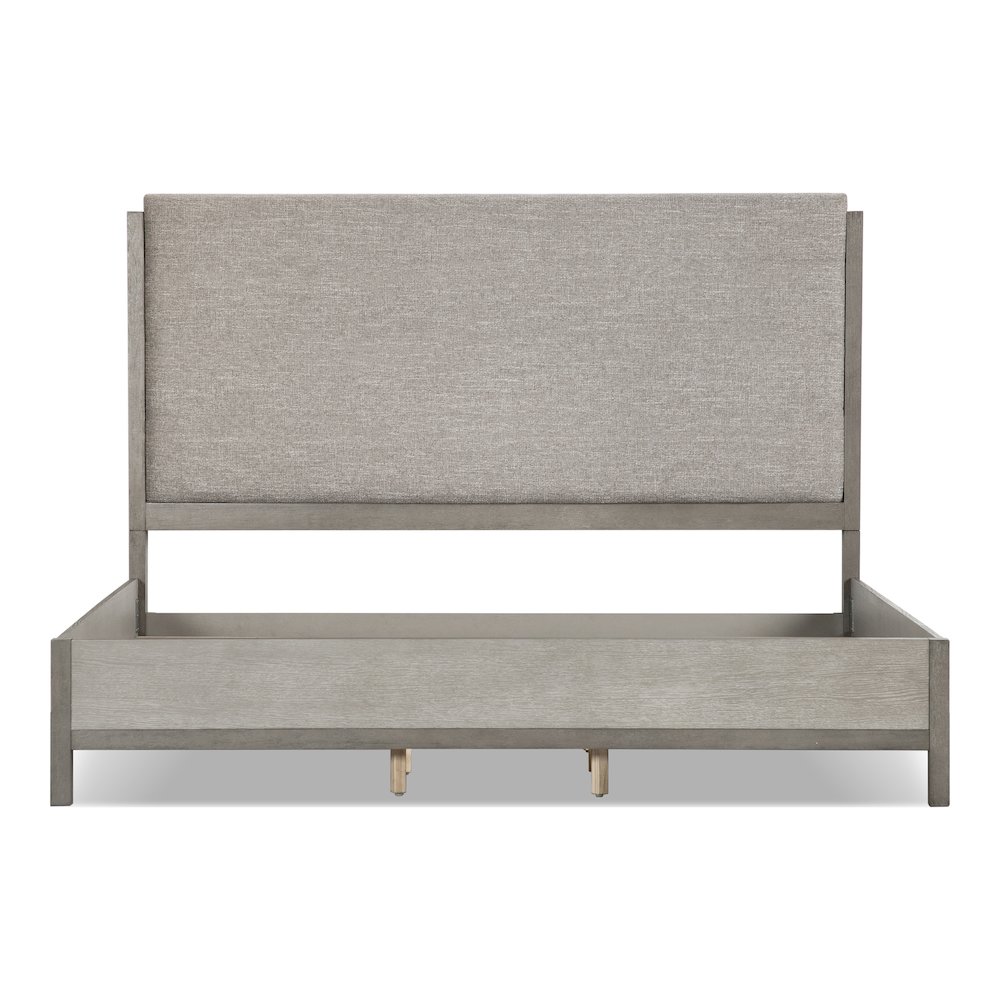 Yasgard Solid Wood Panel Bed with Padded Headboard in Gray. Picture 2