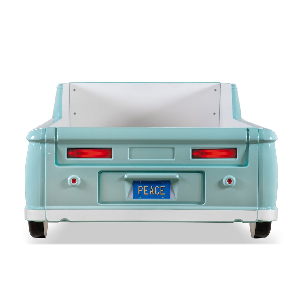 Shelline Novelty Peace Bus Wood Twin Kids Bed with LED. Picture 3