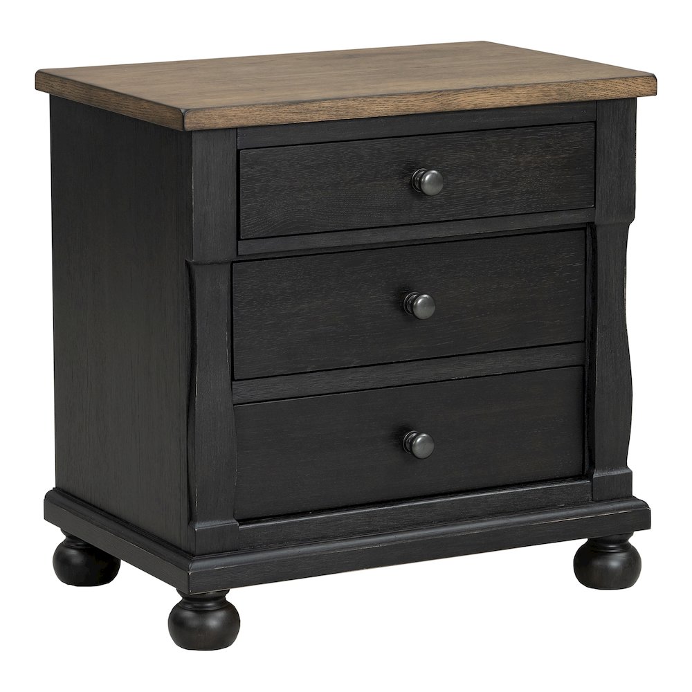 Millers Farmhouse 3-Drawer Adult Nightstand, Black. Picture 1