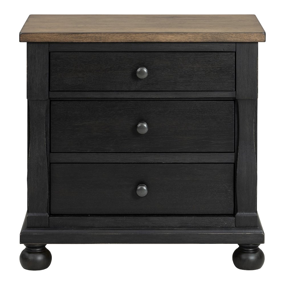 Millers Farmhouse 3-Drawer Adult Nightstand, Black. Picture 2