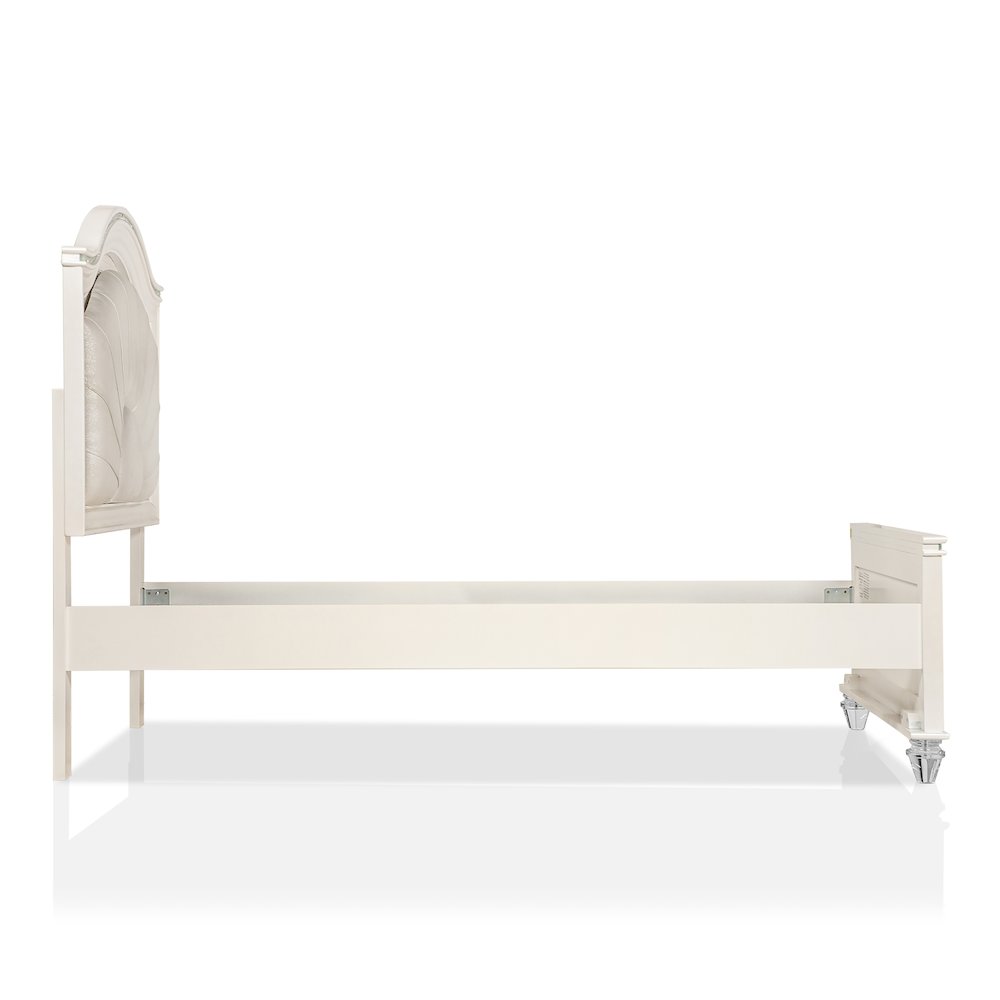 Bence Modern Solid Wood Kids Bed with LED, Pearl White. Picture 2