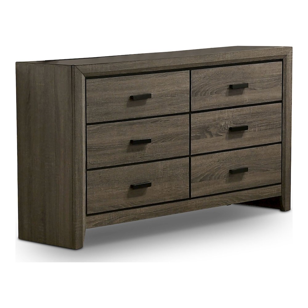 Jaq Cottage Wood 6-Drawer Dresser, Grey. Picture 1