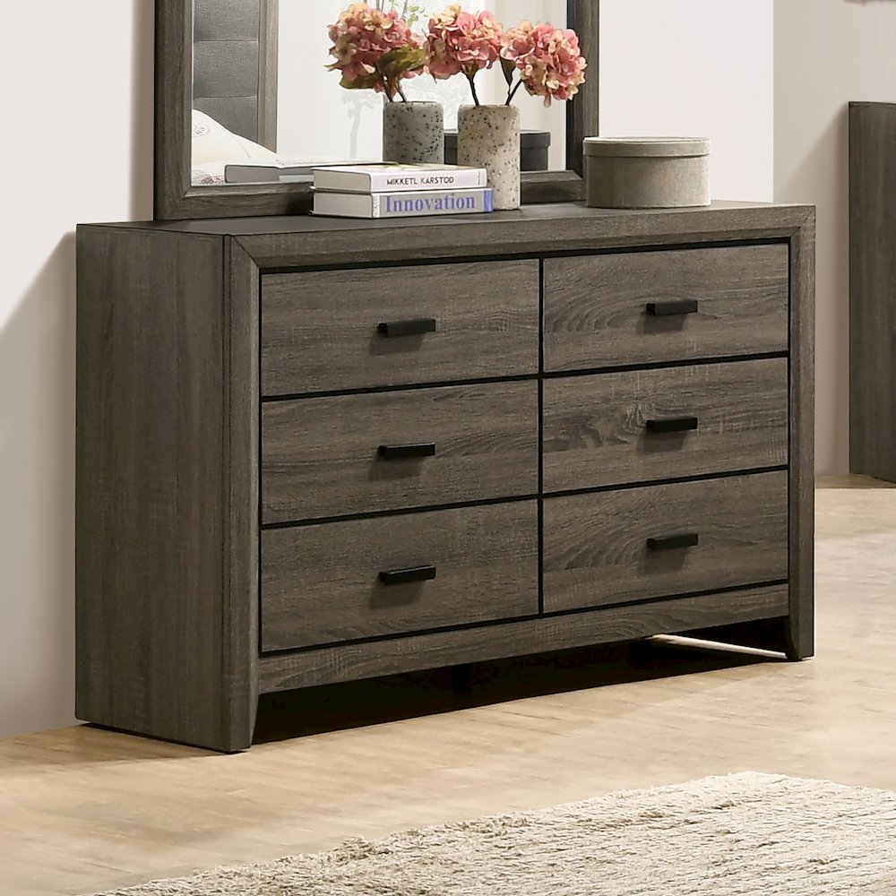 Jaq Cottage Wood 6-Drawer Dresser, Grey. Picture 2