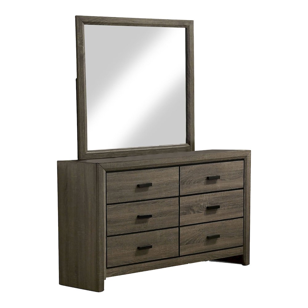Jaq 2-Piece Cottage 6-Drawer Dresser and Mirror Set, Grey. Picture 1